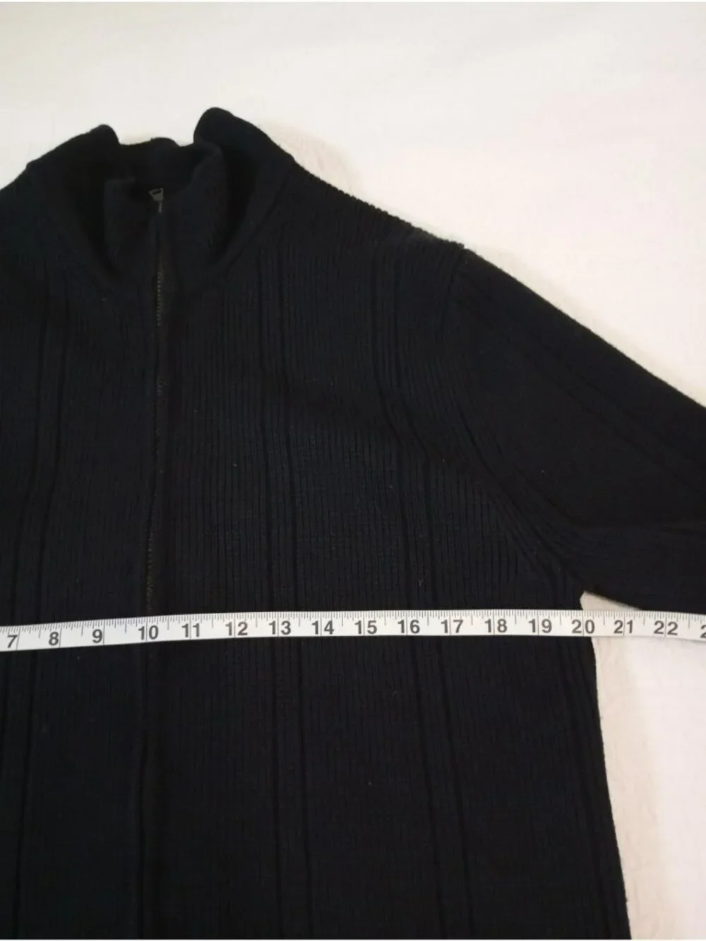Banana Republic Mens Black Full-Zip Ribbed Knit Sweater size L Merino 100% Wool